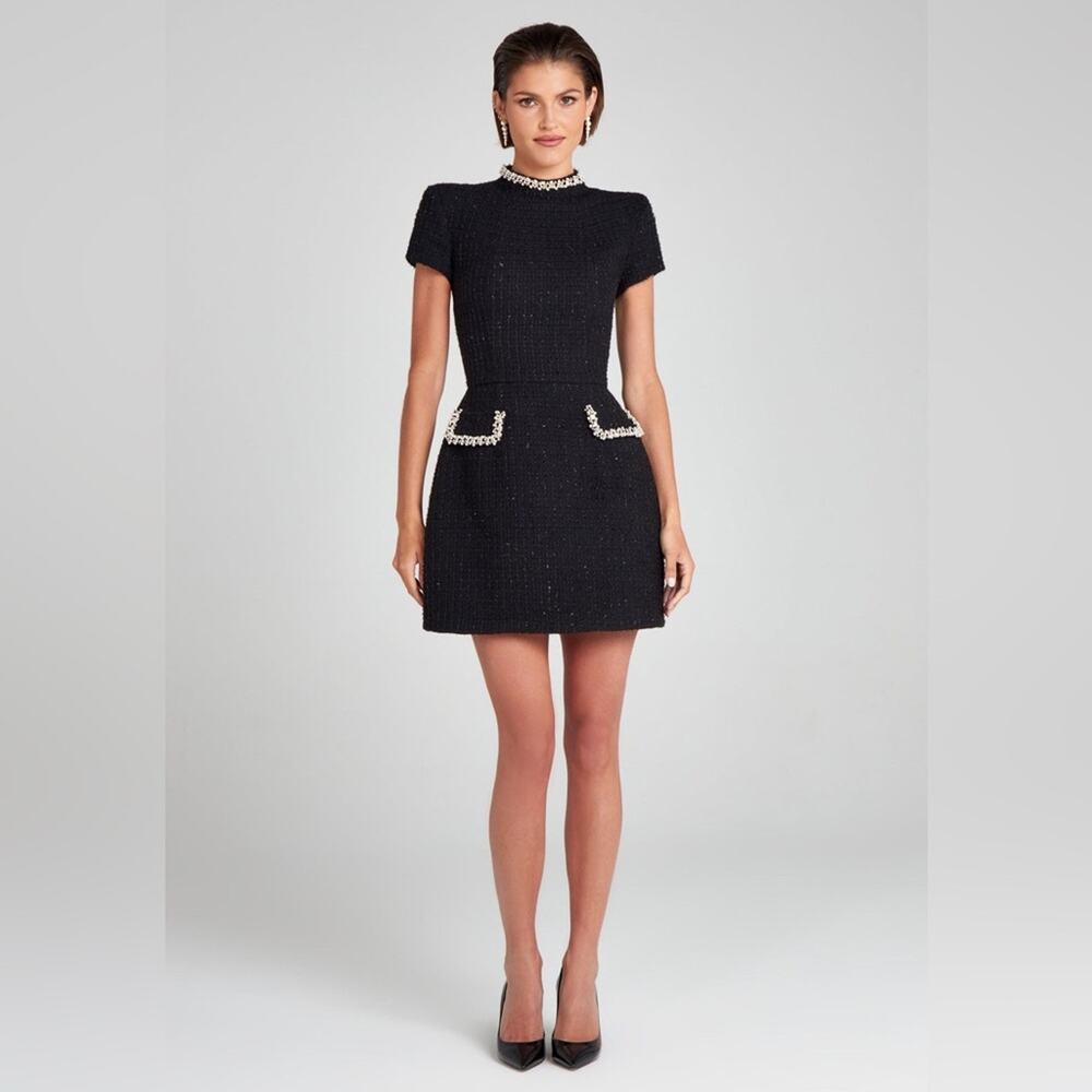 Nadine Merabi Simone Black Mini Dress 10 - Picture 7 of 8